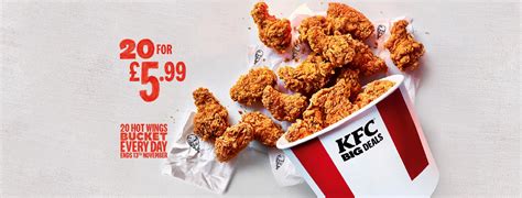 KFC original wrap via app Also 20 Hot wings for £7.99